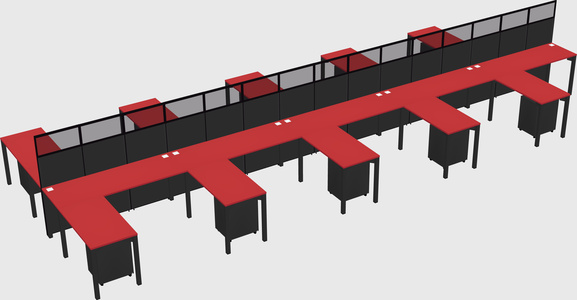 Shared l-shape cubicle