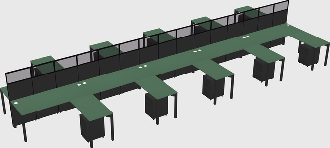Shared l-shape cubicle