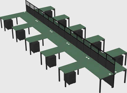 Shared l-shape cubicle