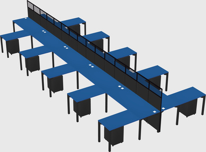 Shared l-shape cubicle