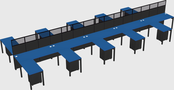 Shared l-shape cubicle