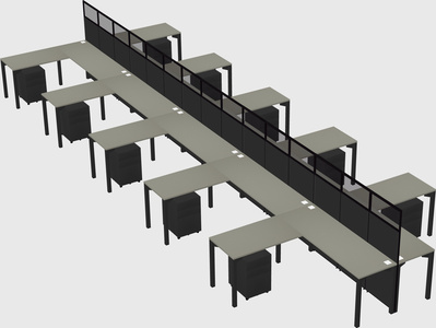 Shared l-shape cubicle