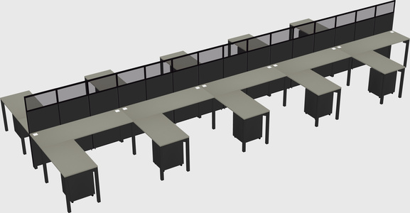 Shared l-shape cubicle