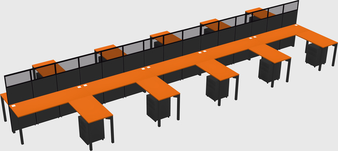 Shared l-shape cubicle
