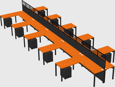 Shared l-shape cubicle
