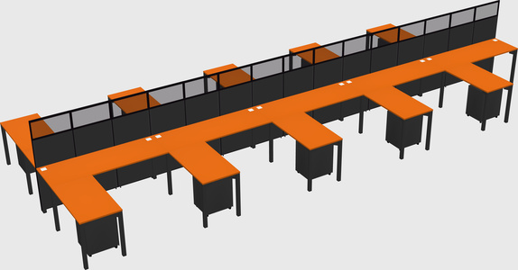 Shared l-shape cubicle