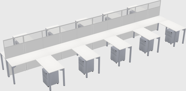 Shared l-shape cubicle