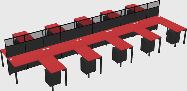 Shared l-shape cubicle