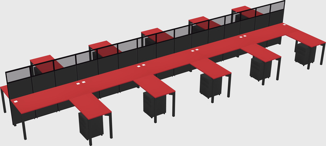 Shared l-shape cubicle