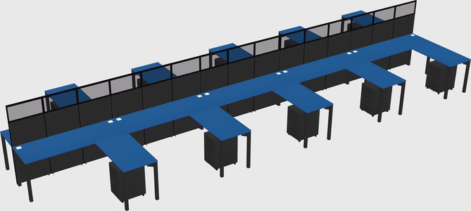 Shared l-shape cubicle