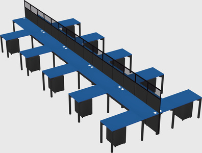 Shared l-shape cubicle