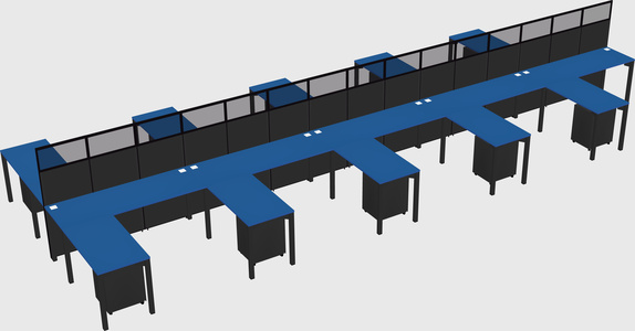 Shared l-shape cubicle