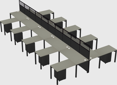 Shared l-shape cubicle