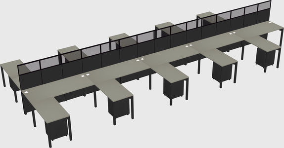 Shared l-shape cubicle