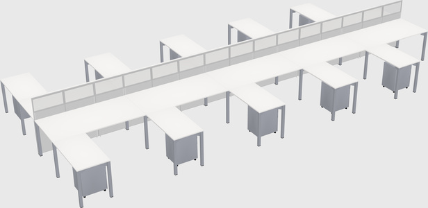 Shared l-shape cubicle