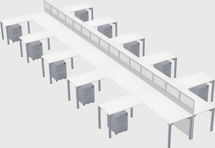 Shared l-shape cubicle