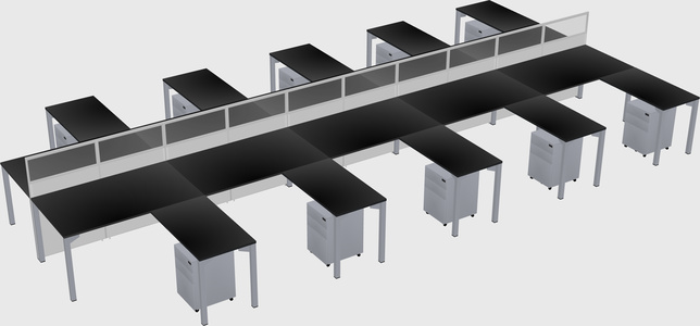 Shared l-shape cubicle