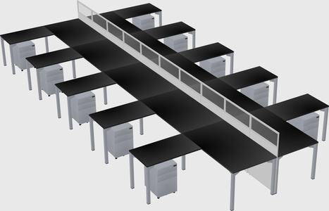 Shared l-shape cubicle