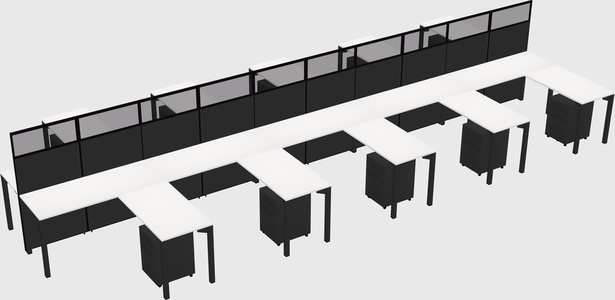 Shared l-shape cubicle