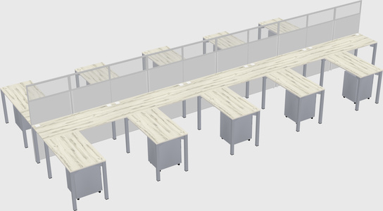 Shared l-shape cubicle