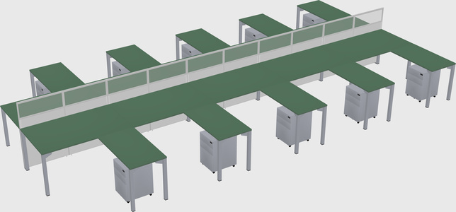 Shared l-shape cubicle