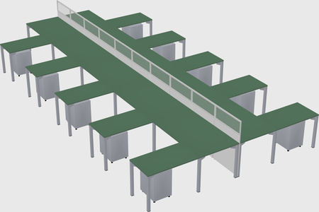 Shared l-shape cubicle