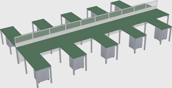 Shared l-shape cubicle