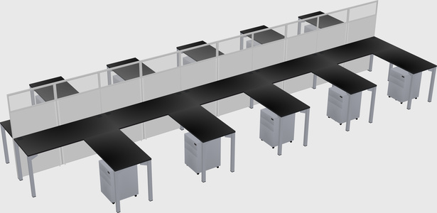 Shared l-shape cubicle