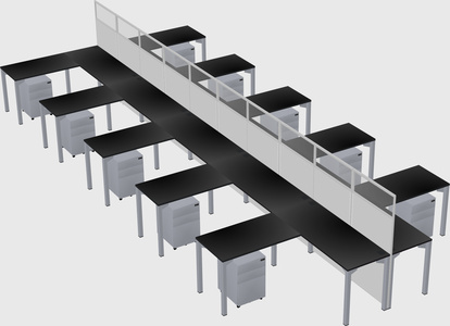 Shared l-shape cubicle