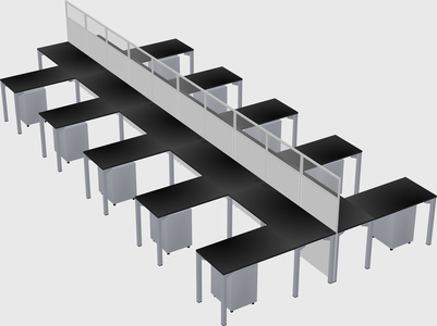 Shared l-shape cubicle