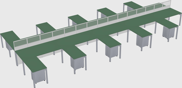Shared l-shape cubicle