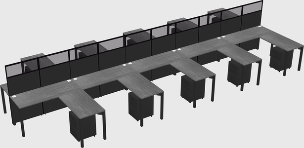 Shared l-shape cubicle