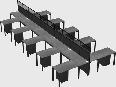 Shared l-shape cubicle