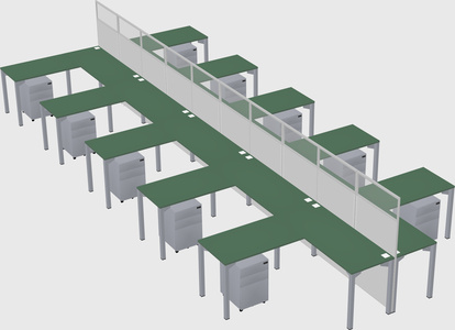 Shared l-shape cubicle