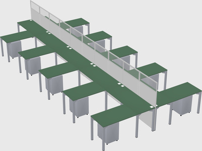 Shared l-shape cubicle