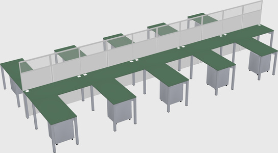 Shared l-shape cubicle