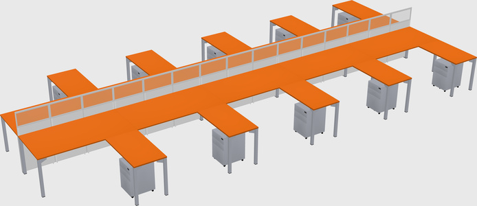 Shared l-shape cubicle