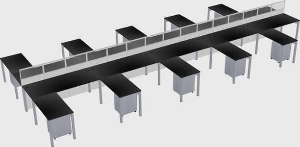 Shared l-shape cubicle