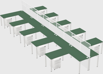 Shared l-shape cubicle