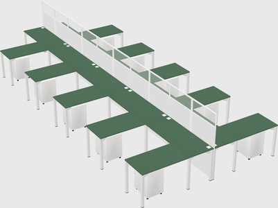 Shared l-shape cubicle