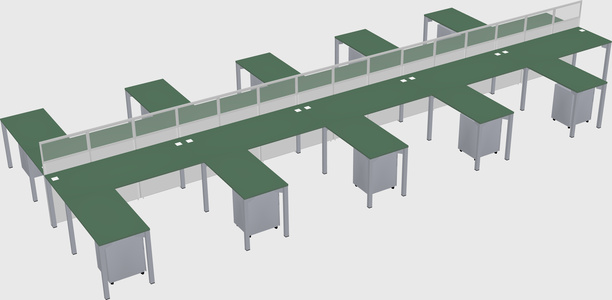 Shared l-shape cubicle