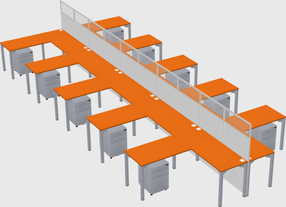 Shared l-shape cubicle