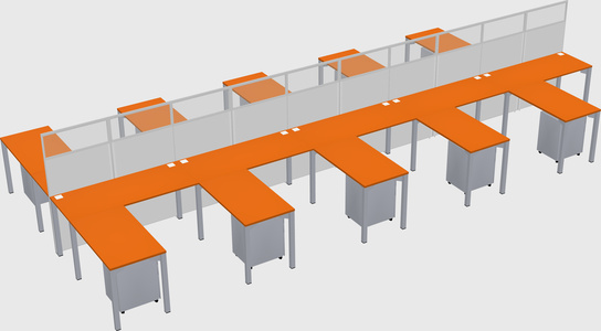 Shared l-shape cubicle