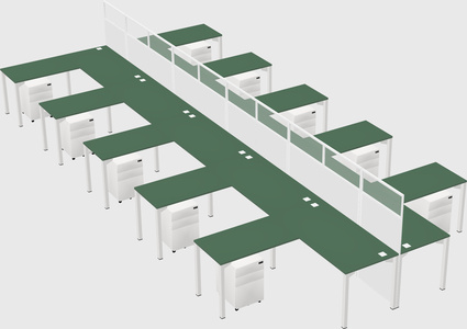 Shared l-shape cubicle
