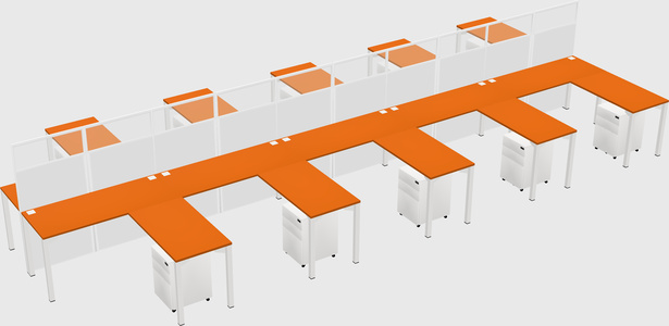 Shared l-shape cubicle