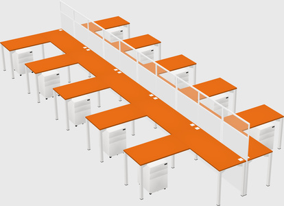 Shared l-shape cubicle