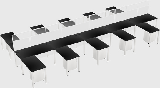 Shared l-shape cubicle