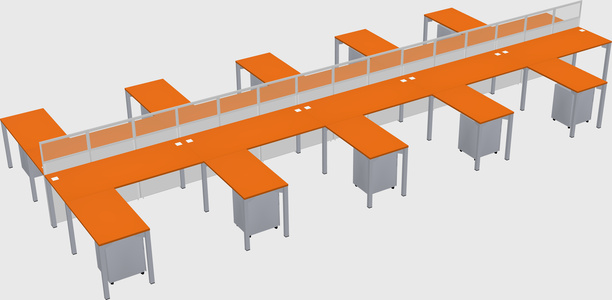 Shared l-shape cubicle