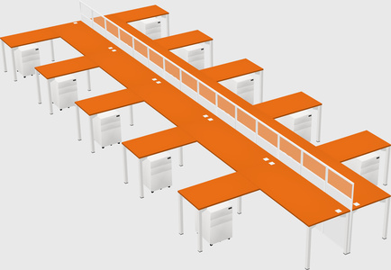 Shared l-shape cubicle