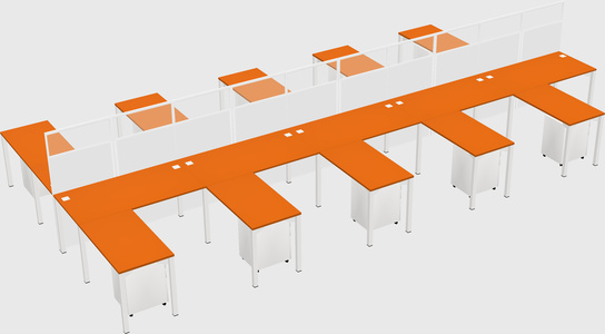 Shared l-shape cubicle